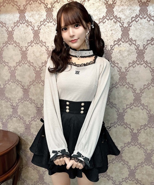 ハートバックルチョーカーテレコトップス（Tシャツ/カットソー）｜ROJITA（ロジータ）