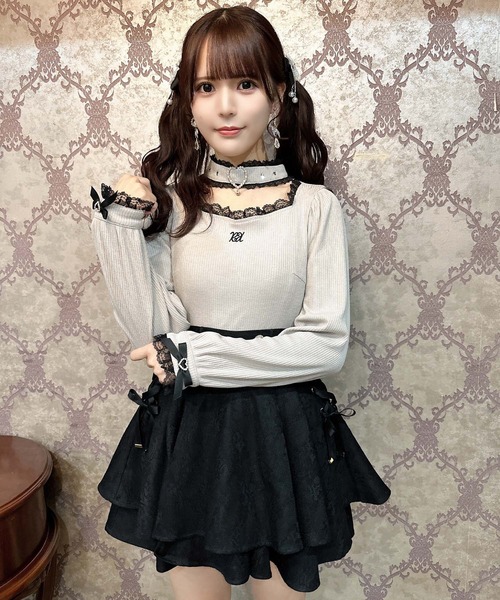 ハートバックルチョーカーテレコトップス（Tシャツ/カットソー）｜ROJITA（ロジータ）