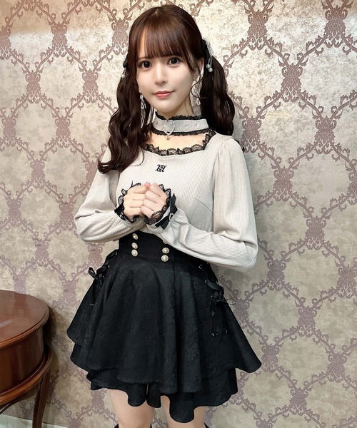 ハートバックルチョーカーテレコトップス（Tシャツ/カットソー）｜ROJITA（ロジータ）