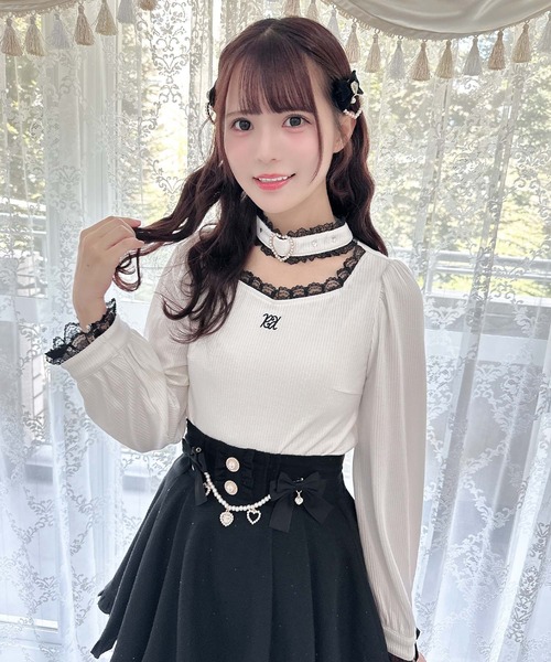 ハートバックルチョーカーテレコトップス（Tシャツ/カットソー）｜ROJITA（ロジータ）