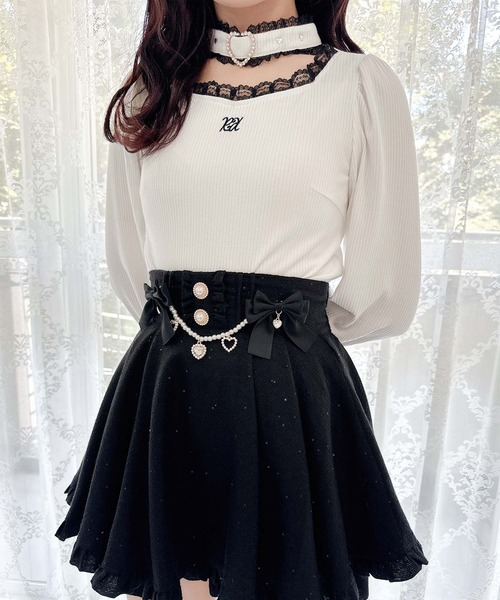 ハートバックルチョーカーテレコトップス（Tシャツ/カットソー）｜ROJITA（ロジータ）