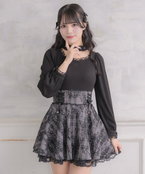 セール】ハートバックルチョーカーテレコトップス（Tシャツ/カットソー