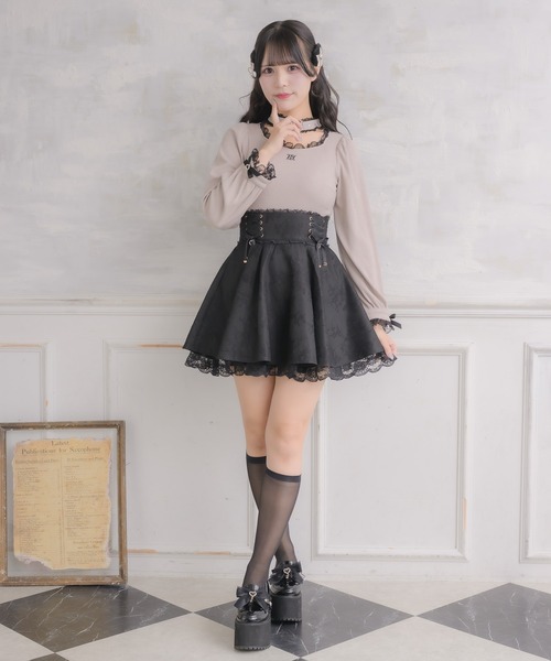 ROJITA(ロジータ)の「ハートバックルチョーカーテレコトップス(Tシャツ/カットソー・レディース・ベージュ/ホワイト/ブラック・FREE)」の15枚目の写真