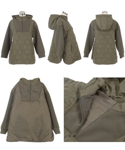 KOBE LETTUCE（コウベレタス）の「異素材切替中綿キルティングプルオーバー（その他トップス・レディース・キャメル/カーキ/ブラック・M）」の10枚目の写真