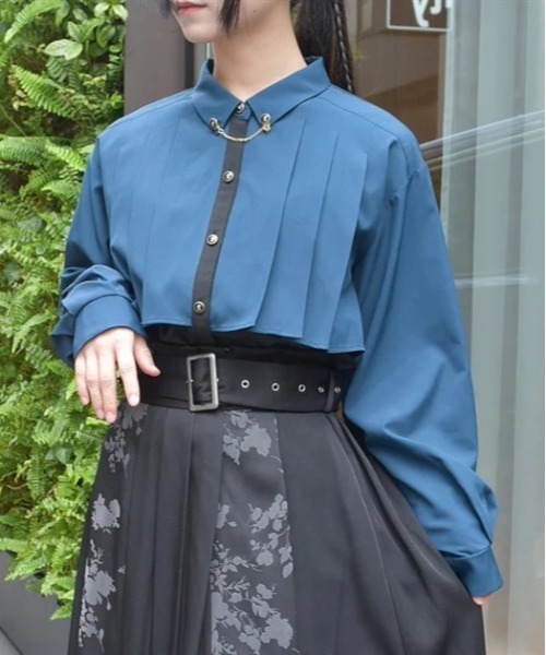 axes femme（アクシーズファム）の「チェーン付プリーツシャツ（シャツ/ブラウス・レディース・キナリ/ブルーグリーン/ブラック/グレー/ホワイト・FREE）」の6枚目の写真