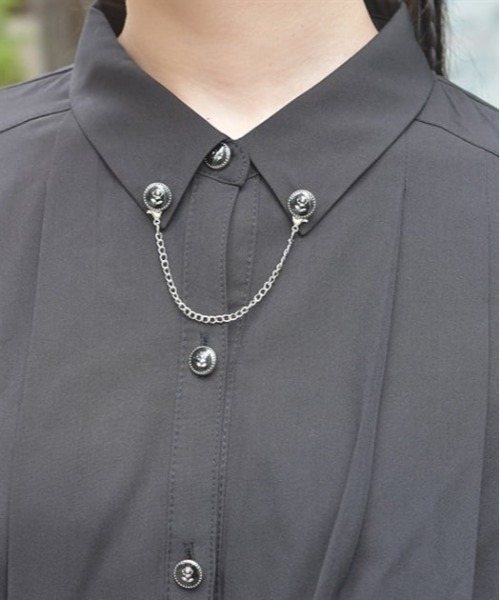 axes femme（アクシーズファム）の「チェーン付プリーツシャツ（シャツ/ブラウス・レディース・キナリ/ブルーグリーン/ブラック/グレー/ホワイト・FREE）」の9枚目の写真