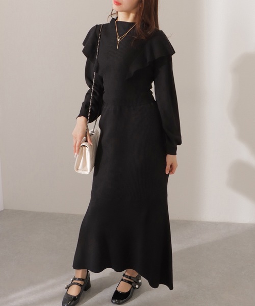 Lace Ladies(レースレディース)の「2点セット バックリボン フリル リブ ニット トップス スカート セットアップ(セットアップ・レディース・ベージュ/グレー/ブラック・FREE/S)」の7枚目の写真