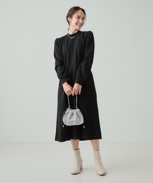 DRESKIP（ドレスキップ）の「◆【S-LL】チェック柄 ウエストタックワンピース（ワンピース・レディース・チャコールグレー/ブラック系1/ダークブラウン系1・04/03/02/01）」の6枚目の写真