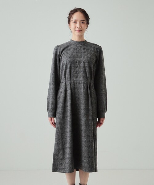 DRESKIP（ドレスキップ）の「◆【S-LL】チェック柄 ウエストタックワンピース（ワンピース・レディース・チャコールグレー/ブラック系1/ダークブラウン系1・04/03/02/01）」の16枚目の写真