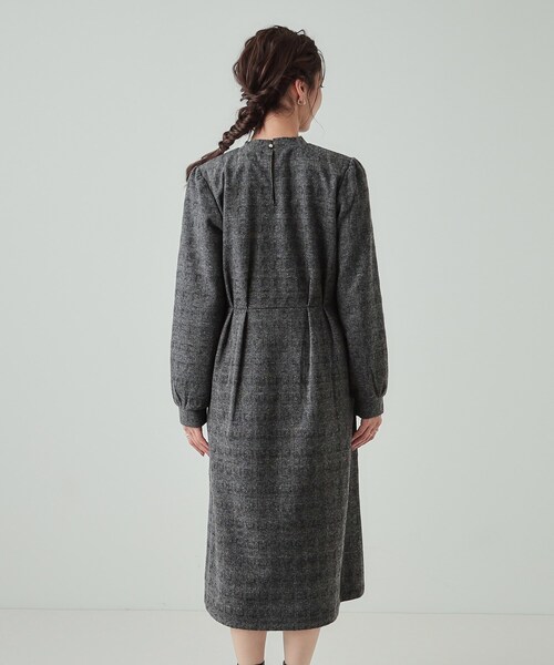 DRESKIP（ドレスキップ）の「◆【S-LL】チェック柄 ウエストタックワンピース（ワンピース・レディース・チャコールグレー/ブラック系1/ダークブラウン系1・04/03/02/01）」の18枚目の写真