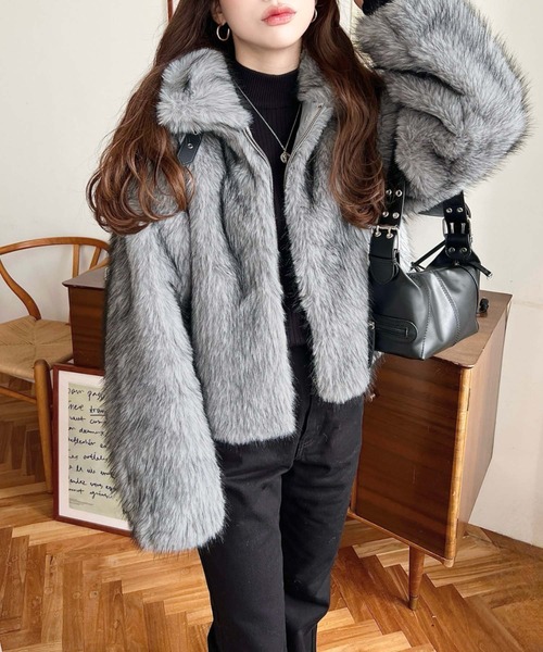 セール】2WAYアレンジカラーダブルジップファーブルゾン