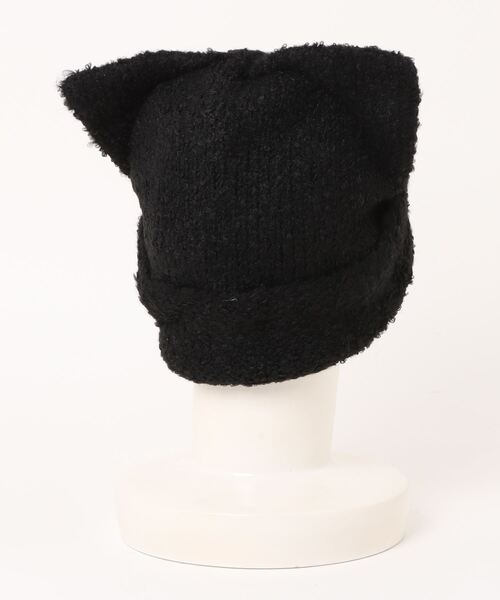 BAYBLO（ベイブロ）の「(SB)モールニット 猫耳 ニット帽子（ニットキャップ/ビーニー・レディース・ブラック/ベージュ/グレー/オフホワイト・FREE）」の5枚目の写真