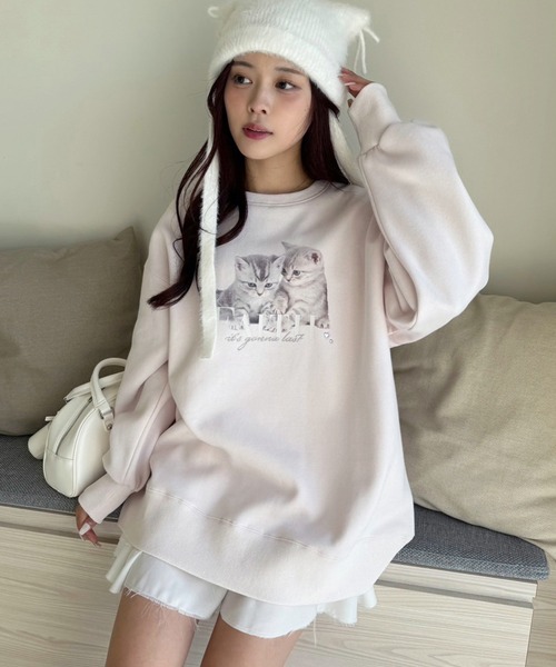 one after another NICE CLAUP（ワンアフターアナザーナイスクラップ）の「裏起毛アソートスウェット（スウェット・レディース・ネイビー/オフホワイト/チャコールグレー/ベビーピンク・FREE）」の4枚目の写真