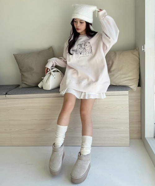 one after another NICE CLAUP（ワンアフターアナザーナイスクラップ）の「裏起毛アソートスウェット（スウェット・レディース・ネイビー/オフホワイト/チャコールグレー/ベビーピンク・FREE）」の15枚目の写真