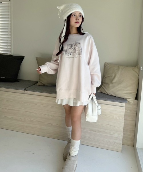 one after another NICE CLAUP（ワンアフターアナザーナイスクラップ）の「裏起毛アソートスウェット（スウェット・レディース・ネイビー/オフホワイト/チャコールグレー/ベビーピンク・FREE）」の12枚目の写真