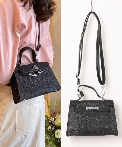 L LABEL（エルラベル）の「ラメフラップショルダーバッグ（ショルダーバッグ・レディース・ブラック/シルバー/グレー/ベージュ・FREE）」の2枚目の写真