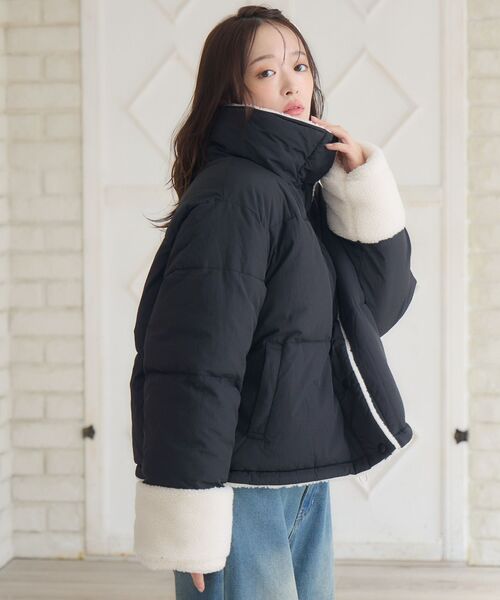 ems excite(エムズエキサイト)の「ボア中綿ブルゾン(ブルゾン・レディース・ブルー/ナチュラル/ブラック・FREE)」の6枚目の写真