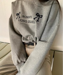 Silly（シリー）の「【韓国コーデに◎】刺繍リボンオーバーショートスウェットシャツ（スウェット）」