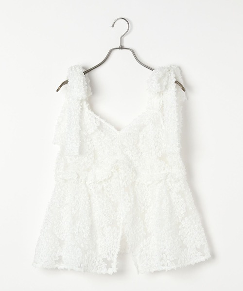 Heather(ヘザー)の「フラワーチュールキャミ 309089(キャミソール・レディース・オフホワイト/ブラック/ミント・FREE)」の4枚目の写真