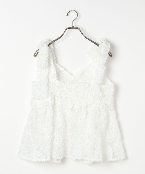 Heather(ヘザー)の「フラワーチュールキャミ 309089(キャミソール・レディース・オフホワイト/ブラック/ミント・FREE)」の8枚目の写真