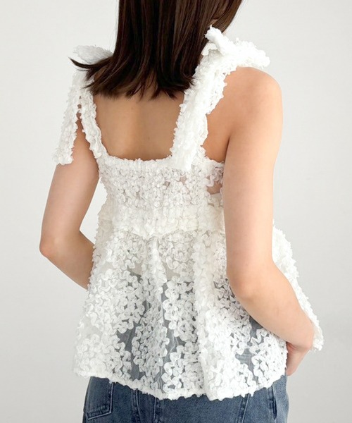 Heather(ヘザー)の「フラワーチュールキャミ 309089(キャミソール・レディース・オフホワイト/ブラック/ミント・FREE)」の14枚目の写真