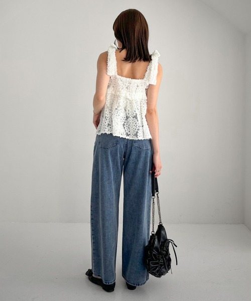 Heather(ヘザー)の「フラワーチュールキャミ 309089(キャミソール・レディース・オフホワイト/ブラック/ミント・FREE)」の16枚目の写真