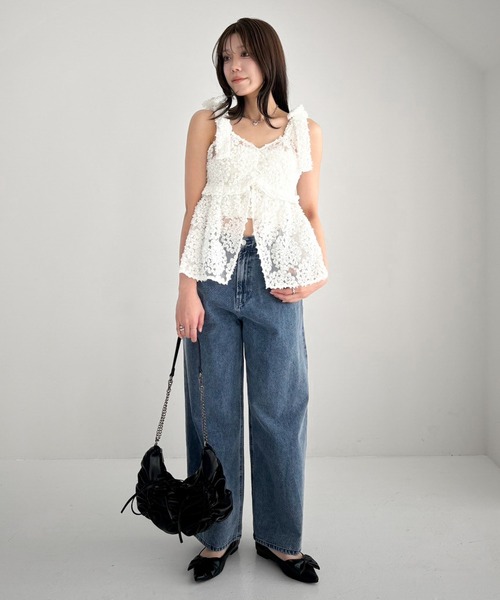 Heather(ヘザー)の「フラワーチュールキャミ 309089(キャミソール・レディース・オフホワイト/ブラック/ミント・FREE)」の17枚目の写真