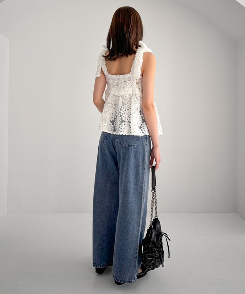 Heather(ヘザー)の「フラワーチュールキャミ 309089(キャミソール・レディース・オフホワイト/ブラック/ミント・FREE)」の18枚目の写真