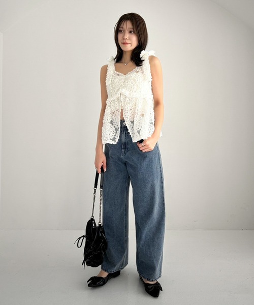 Heather(ヘザー)の「フラワーチュールキャミ 309089(キャミソール・レディース・オフホワイト/ブラック/ミント・FREE)」の20枚目の写真