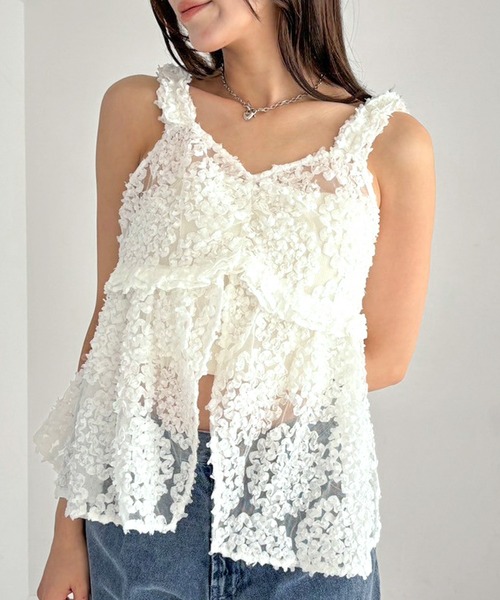 Heather(ヘザー)の「フラワーチュールキャミ 309089(キャミソール・レディース・オフホワイト/ブラック/ミント・FREE)」の21枚目の写真