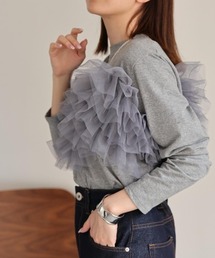 deux amour（ドゥーザムール）の「シフォンフリル付きロンT（Tシャツ/カットソー）」