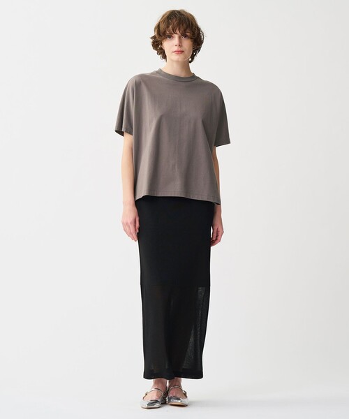 uncrave（アンクレイヴ）の「プレーンストレッチ ビッグTシャツ（Tシャツ/カットソー・レディース・ホワイト系/ベージュ系/ブラック系・F）」の7枚目の写真