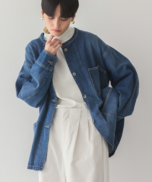 AMERICAN HOLIC（アメリカンホリック）の「デニムカバーオール（デニムジャケット・レディース・ライトインディゴブルー/インディゴブルー・L/M）」の4枚目の写真