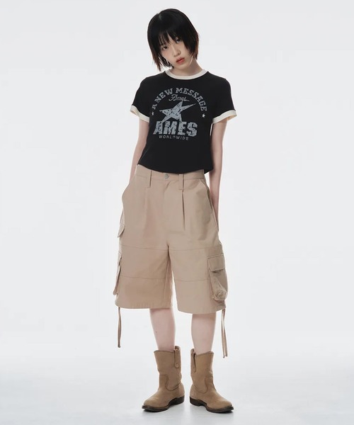 AMESWORLDWIDE(アメスワールドワイド)の「A'GEM/9 × .kom 『AMESWORLDWIDE/アメスワールドワイド』 VINTAGE STAR TEE/ヴィンテージスターTEE(Tシャツ/カットソー・レディース・アイボリー/ブラック/グレー・S/M)」の9枚目の写真