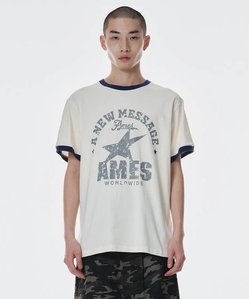AMESWORLDWIDE(アメスワールドワイド)の「A'GEM/9 × .kom 『AMESWORLDWIDE/アメスワールドワイド』 VINTAGE STAR TEE/ヴィンテージスターTEE(Tシャツ/カットソー・レディース・アイボリー/ブラック/グレー・S/M)」の6枚目の写真