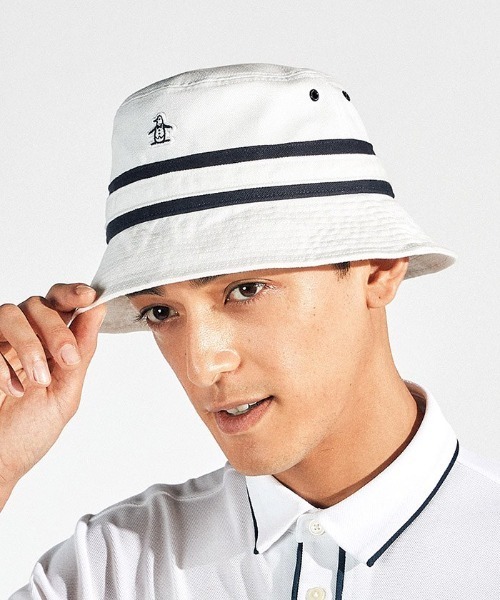 MUNSINGWEAR(マンシングウェア)の「【le coq sportif GOLF】コットンオックス バケットハットゴルフキャップ(ハット・メンズ・ホワイト/ベージュ/ネイビー/ネイビー×ホワイト/グレー・M/L)」の2枚目の写真