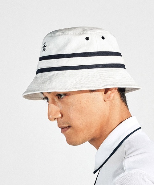 MUNSINGWEAR(マンシングウェア)の「【le coq sportif GOLF】コットンオックス バケットハットゴルフキャップ(ハット・メンズ・ホワイト/ベージュ/ネイビー/ネイビー×ホワイト/グレー・M/L)」の6枚目の写真