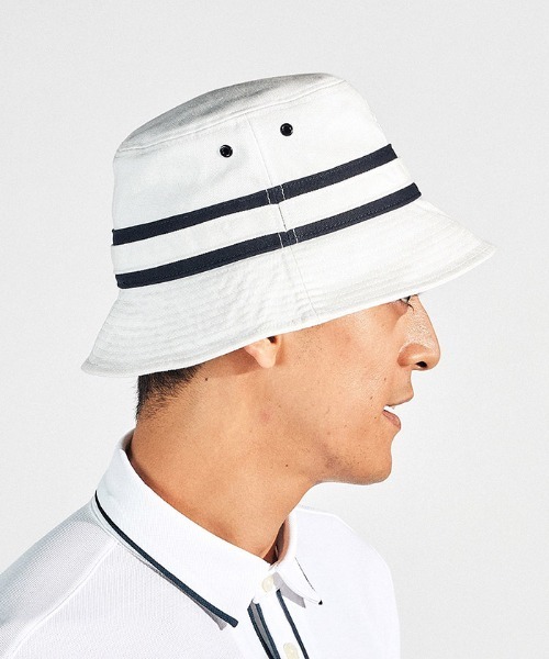 MUNSINGWEAR(マンシングウェア)の「【le coq sportif GOLF】コットンオックス バケットハットゴルフキャップ(ハット・メンズ・ホワイト/ベージュ/ネイビー/ネイビー×ホワイト/グレー・M/L)」の7枚目の写真