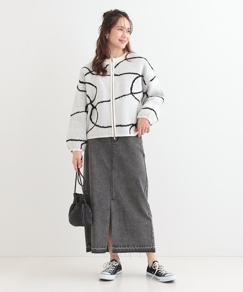 Cutie Blonde（キューティーブロンド）の「選べる3柄 ダブルZIPカーディガン（カーディガン/ボレロ・レディース・ネイビー系5/ライトイエロー系5/ブラック系4/ホワイト系4・00）」の7枚目の写真