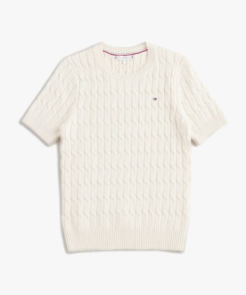   ケーブルショートスリーブクルーネックセーター ケーブルショートスリーブクルーネックセーター | トミー