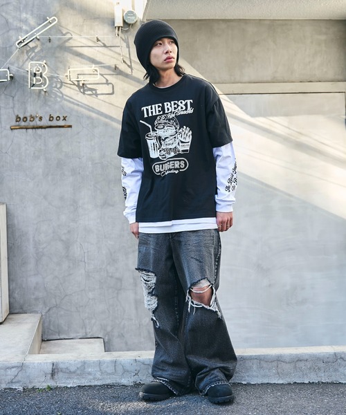 WEGO（ウィゴー）の「WEGO/グラフィックアンサンブルロンT（アンサンブル・メンズ・ブラック/ホワイト・LARGE/MEDIUM）」の16枚目の写真