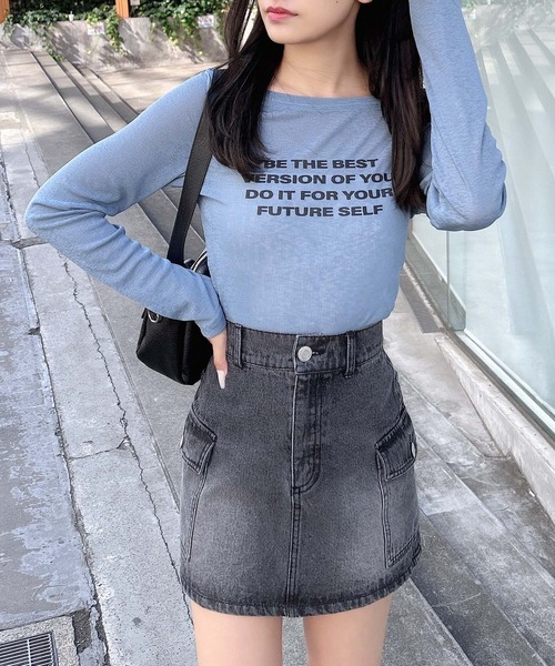 INGNI(イング)の「4段ロゴシアーボート長袖ピタTシャツ(Tシャツ/カットソー・レディース・ブラック/オフホワイト/ブルー系6・M)」の10枚目の写真