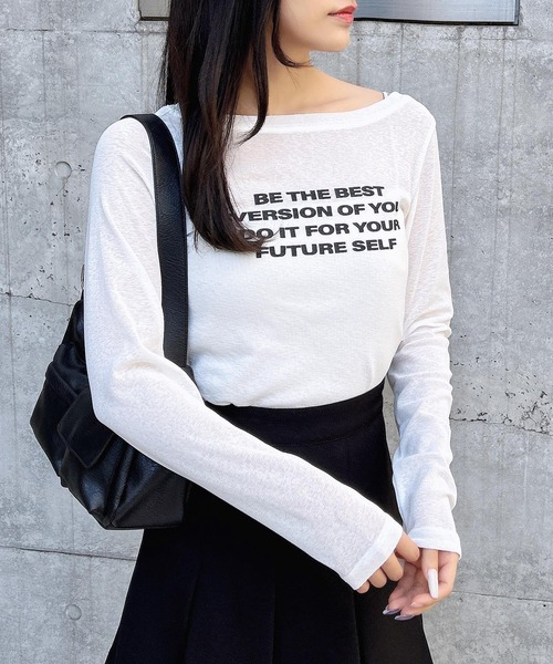 INGNI(イング)の「4段ロゴシアーボート長袖ピタTシャツ(Tシャツ/カットソー・レディース・ブラック/オフホワイト/ブルー系6・M)」の5枚目の写真