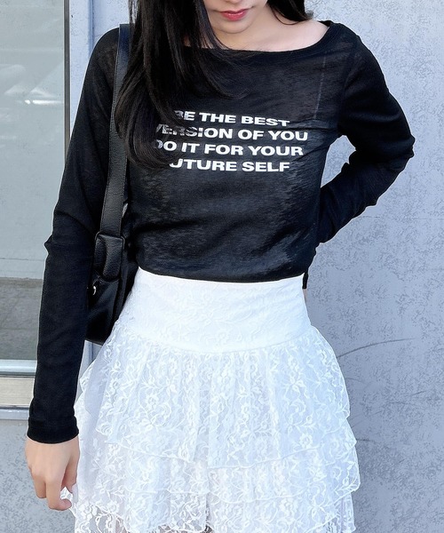 INGNI(イング)の「4段ロゴシアーボート長袖ピタTシャツ(Tシャツ/カットソー・レディース・ブラック/オフホワイト/ブルー系6・M)」の14枚目の写真