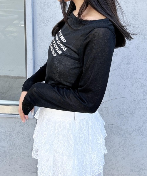 INGNI(イング)の「4段ロゴシアーボート長袖ピタTシャツ(Tシャツ/カットソー・レディース・ブラック/オフホワイト/ブルー系6・M)」の15枚目の写真