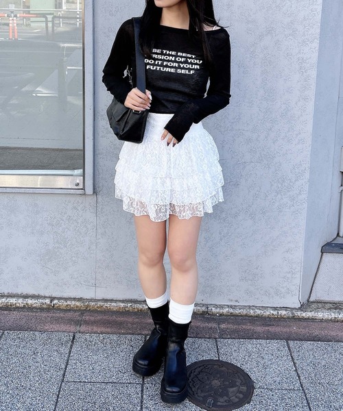 INGNI(イング)の「4段ロゴシアーボート長袖ピタTシャツ(Tシャツ/カットソー・レディース・ブラック/オフホワイト/ブルー系6・M)」の16枚目の写真