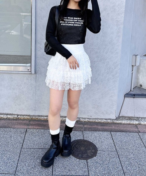 INGNI(イング)の「4段ロゴシアーボート長袖ピタTシャツ(Tシャツ/カットソー・レディース・ブラック/オフホワイト/ブルー系6・M)」の17枚目の写真