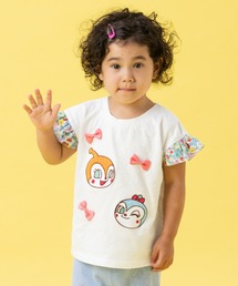 いちご総柄袖フリルリボンTシャツ