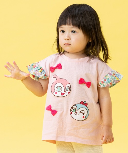 ANPANMAN KIDS COLLECTION(アンパンマンキッズコレクション)の「いちご総柄袖フリルリボンTシャツ(Tシャツ/カットソー・キッズ・オフホワイト/ピンク・90cm/100cm/110cm/120cm)」の2枚目の写真