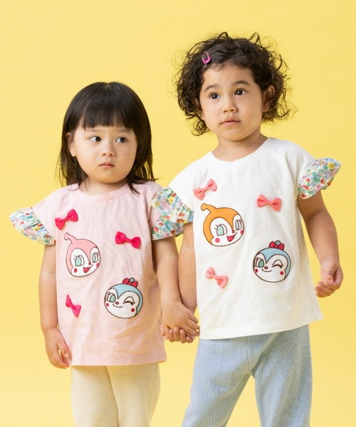 ANPANMAN KIDS COLLECTION(アンパンマンキッズコレクション)の「いちご総柄袖フリルリボンTシャツ(Tシャツ/カットソー・キッズ・オフホワイト/ピンク・90cm/100cm/110cm/120cm)」の5枚目の写真